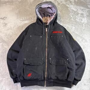 Vintage Snap-On Tools Canvas Hooded Work Jacket Mens XL Black Embroidered USA